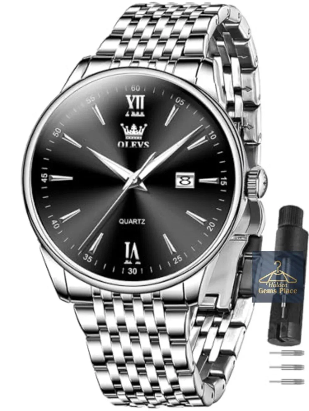 Men's Luxury Stainless Steel Quartz Dress Watch Waterproof 30M Classic Business